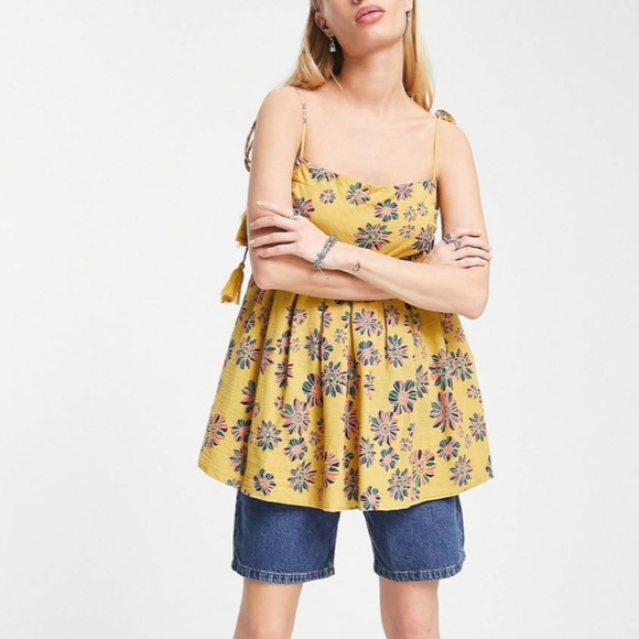 Free People indigo Molly smock tunic cami in gilded combo - M - Picture 6 of 16